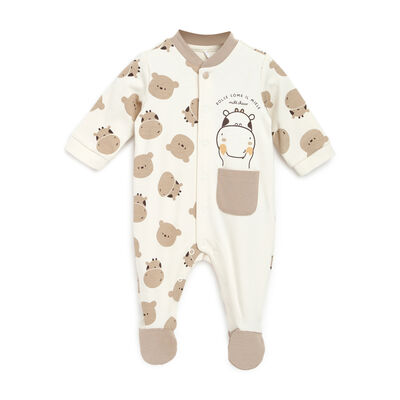 Infants Natural Printed Front Opening Babysuit